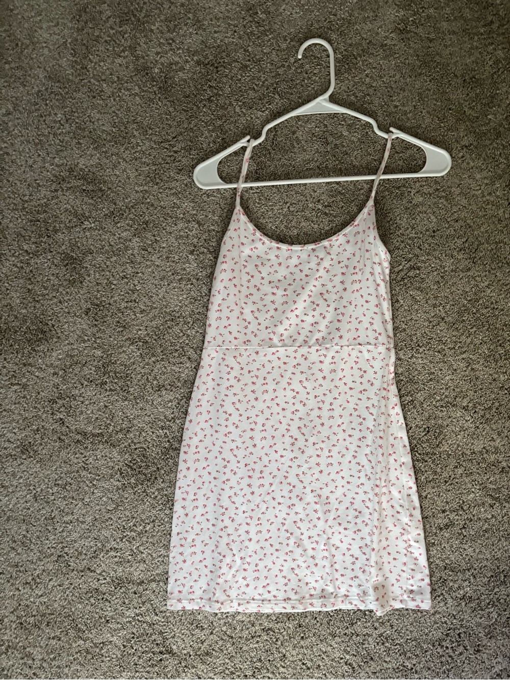 Brandy Melville Pink Mini Slip Dress with Red Floral Print